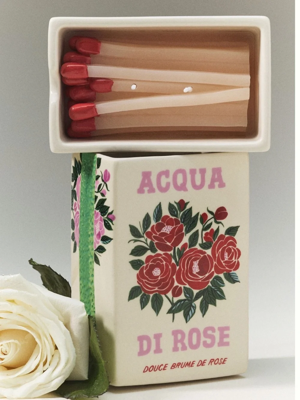 Matchbox Floral Salted Woods & Rose Ceramic Candle from Anthropologie